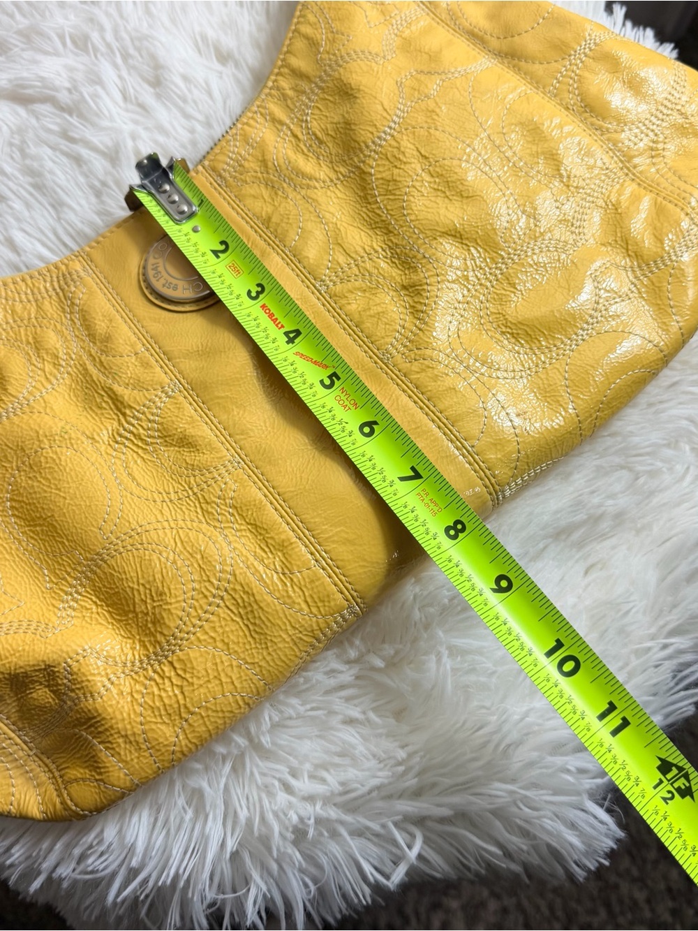 Coach Yellow Patent Leather Shoulder Bag w/Dustbag - Picture 10 of 14